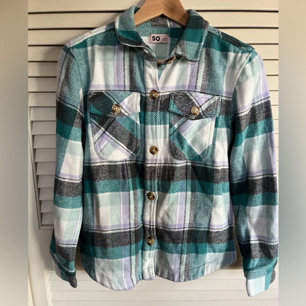 SO girls flannel shirt, size L 10/12 (girls)